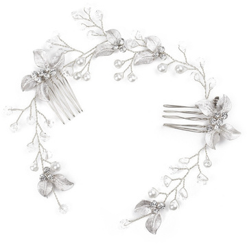 OZDOBA ŚLUBNA do włosów damska PEREŁKI cyrkonie ślub GRZEBYK