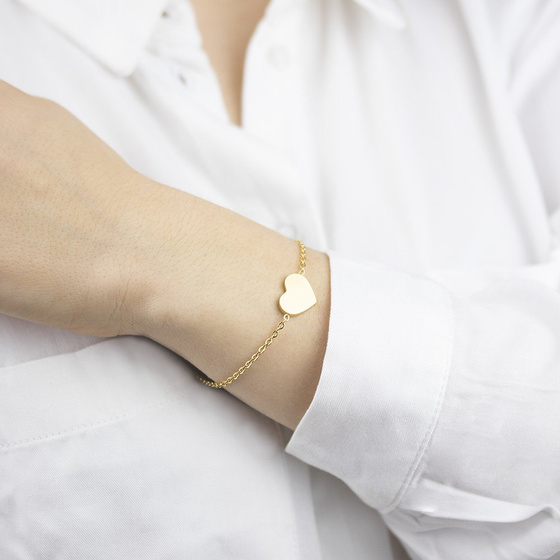 BRANSOLETKA serce STAL SZLACHETNA POZŁACANA