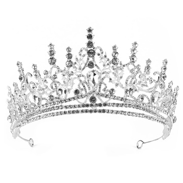 DIADEM Korona Tiara MISS GLOW ŚLUBNY srebrny cyrkonie KRYSZTAŁY