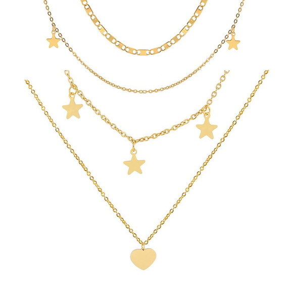 Naszyjnik SERCE gwiazdki STAL SZLACHETNA POZŁACANA