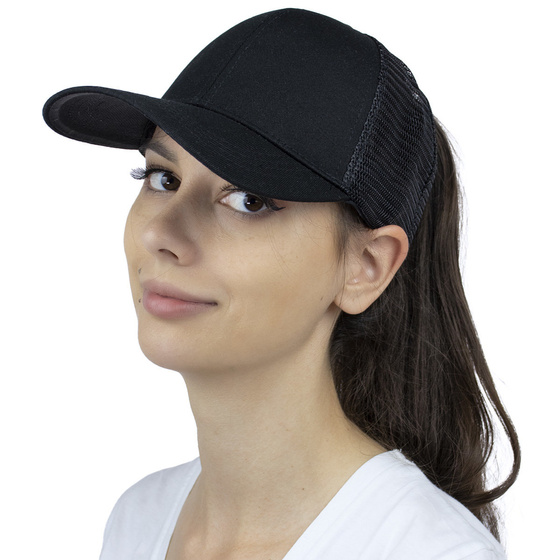 Czapka z daszkiem NA KUCYK z siatką bejsbolówka damska