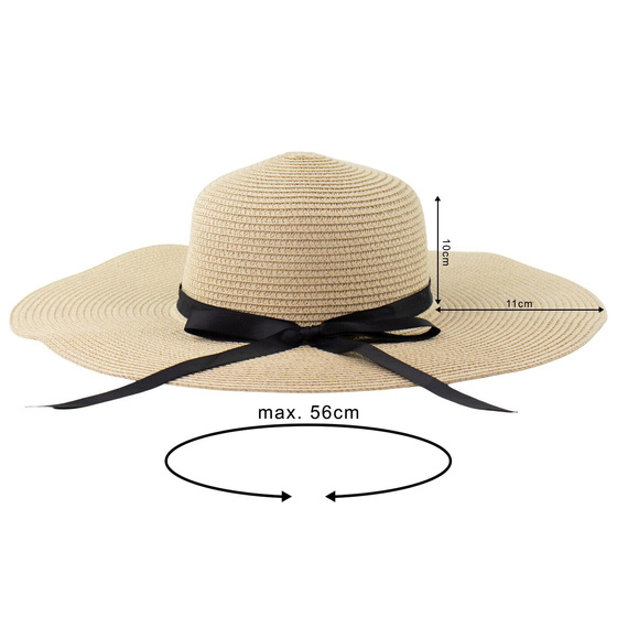 KAPELUSZ słomiany DAMSKI pleciony letni SŁOMKOWY plażowy duże rondo