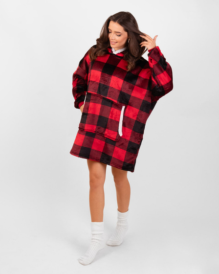 KOCOBLUZA KOC BLUZA CIEPŁA 2w1 GRUBA XXL FUTRZAK POLAR z kapturem OVERSIZE