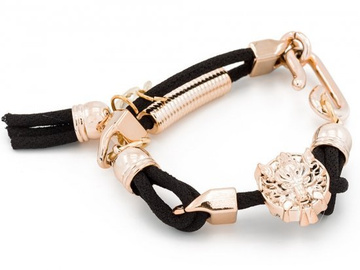 BRANSOLETKA sznurek chwost lew czarna