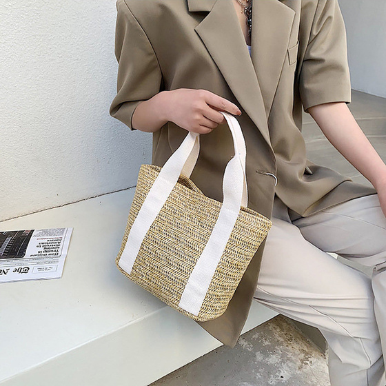 Torba RETRO damska słomiana torebka BOHO beżowa