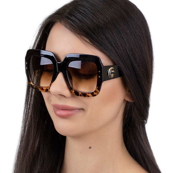 OKULARY DAMSKIE przeciwsłoneczne KWADRATOWE brąz