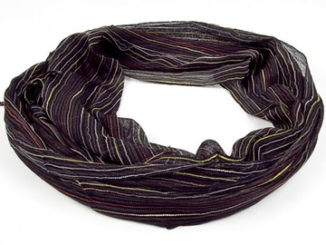 SZALIK damski DROBNE KOLOROWE PASKI czarny