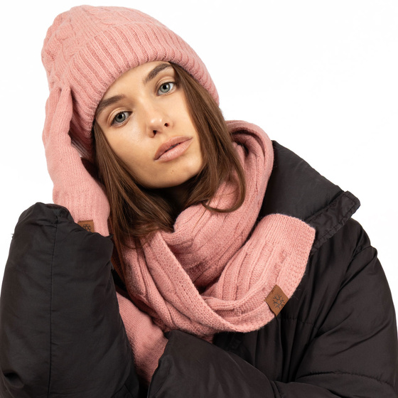 Alessio KOMPLET CZAPKA + SZALIK + RĘKAWICZKI DOTYKOWE ciepły POLAR ZIMOWY