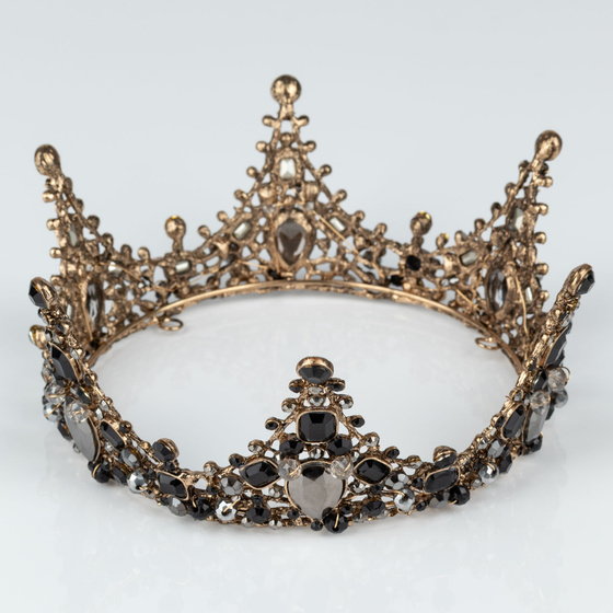 KORONA Diadem Tiara MISS GLOW Wieczorowa CZARNE cyrkonie KRYSZTAŁY