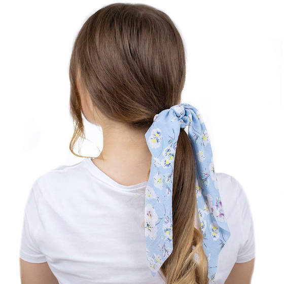 GUMKA do włosów APASZKA scrunchies kwiaty BŁĘKITNA