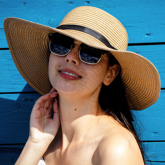 KAPELUSZ na lato SŁOMKOWY duże rondo SŁOMIANY letni DAMSKI kokarda