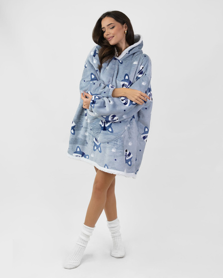 KOCOBLUZA KOC BLUZA CIEPŁA 2w1 GRUBA XXL FUTRZAK POLAR z kapturem OVERSIZE