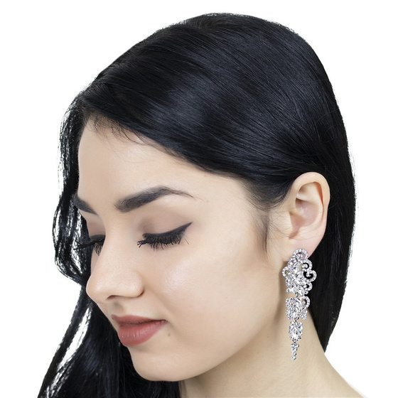 KOLCZYKI srebrne CYRKONIE kryształki ŚLUBNE długie