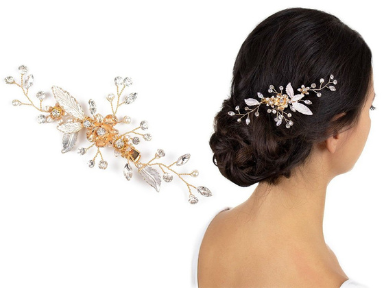 OZDOBA ŚLUBNA do włosów SPINKA do włosów ZŁOTA