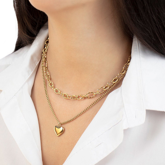 Naszyjnik podwójny STAL SZLACHETNA POZŁACANA gold