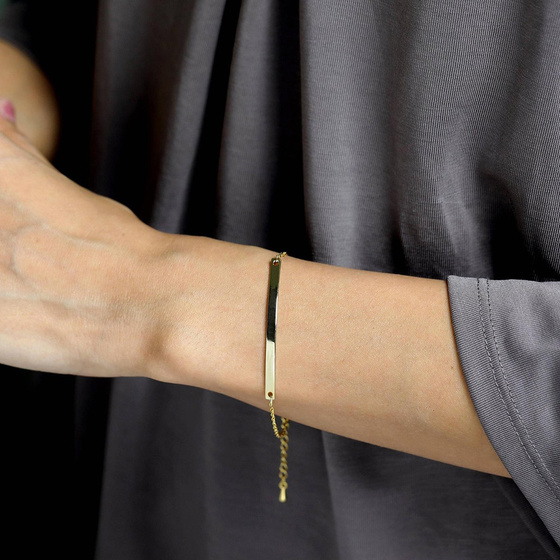 Bransoletka STAL SZLACHETNA POZŁACANA blaszka