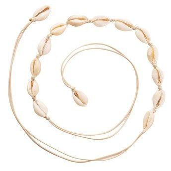 CHOKER naszyjnik DŁUGI  Z MUSZELEK wiązany beż