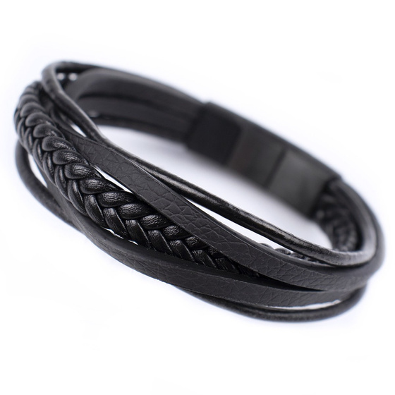 Bransoletka męska STAL SZLACHETNA 316L SKÓRA