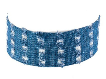 CHOKER jeansowy "potargany" NIEBIESKI