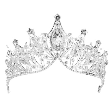 DIADEM Korona Tiara MISS GLOW ŚLUBNY srebrny cyrkonie KRYSZTAŁY