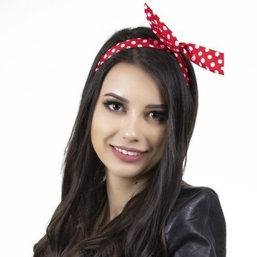 OPASKA DO WŁOSÓW czerwona PIN UP kropki WIĄZANA