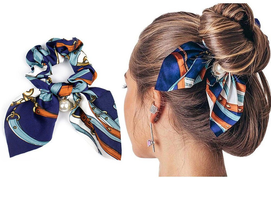 GUMKA DO WŁOSÓW apaszka SCRUNCHIE perła FROTKA