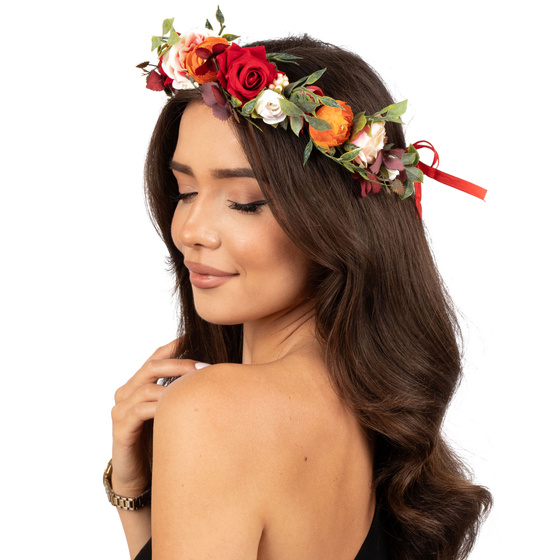 WIANEK na głowę Miss Glow BOHO ślubny PANIEŃSKI kwiaty REGIONALNY FOLK