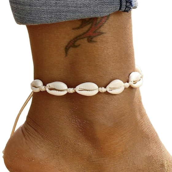 BRANSOLETKA MUSZELKI sznurek muszle NA NOGĘ muszelka shell LATO