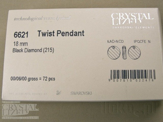 SWAROVSKI koraliki 6621 MM 18,0 BLACK DIAMOND