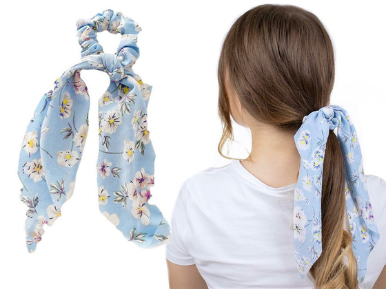 GUMKA do włosów APASZKA scrunchies kwiaty BŁĘKITNA