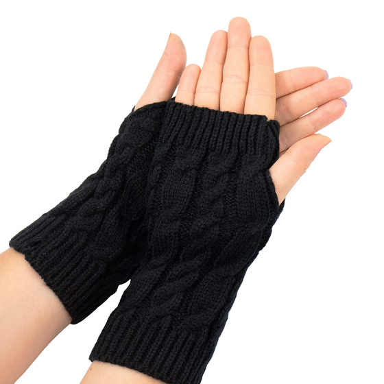 RĘKAWICZKI damskie bez palców MITENKI warkocz