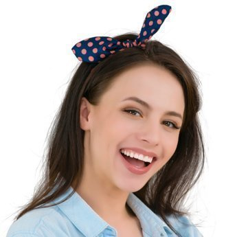 OPASKA DO WŁOSÓW na gumce PIN UP granatowa KROPKI