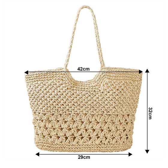 TORBA damska DUŻA SŁOMIANA pleciona plażowa KOSZYK shopper na lato
