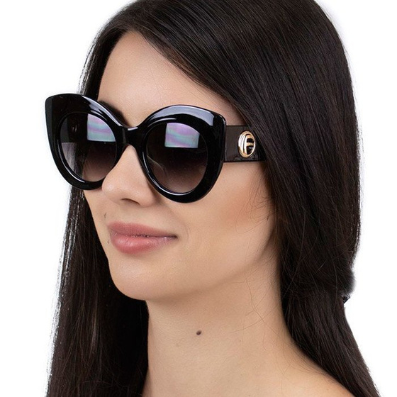 OKULARY przeciwsłoneczne DAMSKIE kocie oko CZARNE