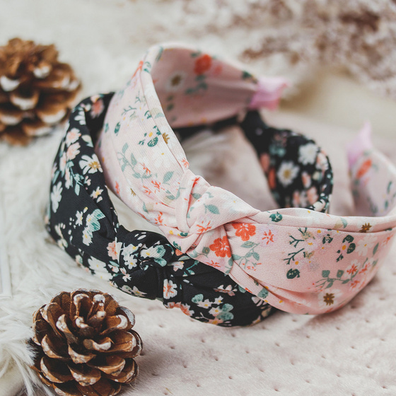 OPASKA do włosów SUPEŁ węzeł KWIATY różowa TURBAN