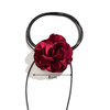 Naszyjnik CHOKER ozdobny RÓŻA na szyję KWIAT na rzemyku elegancki CZERWONY