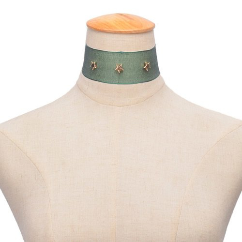 Choker NASZYJNIK gwiazdki zielony