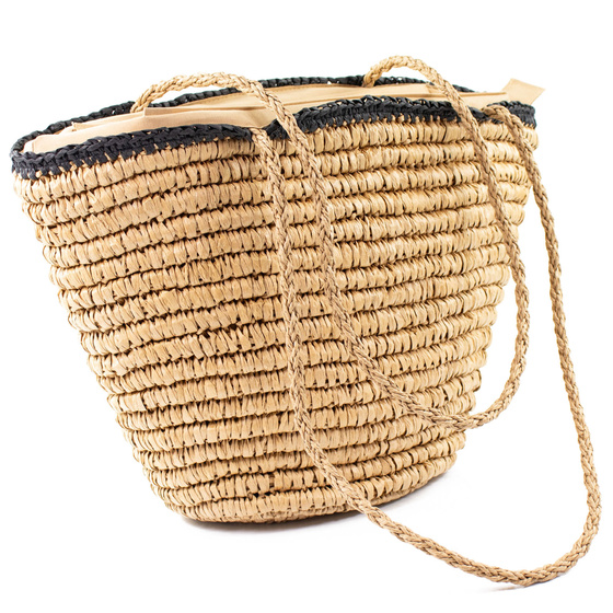 TOREBKA damska DUŻA SŁOMKOWA pleciona na ramię TORBA PLAŻOWA koszyk