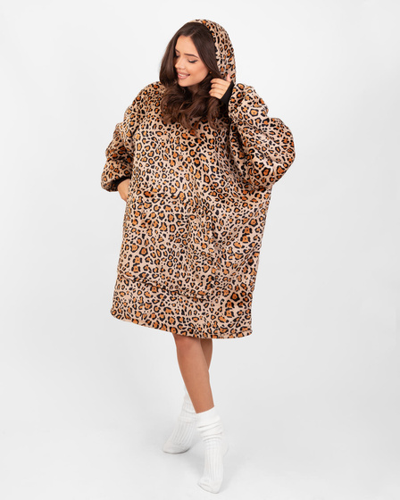 KOCOBLUZA KOC BLUZA CIEPŁA 2w1 GRUBA XXL FUTRZAK POLAR z kapturem OVERSIZE