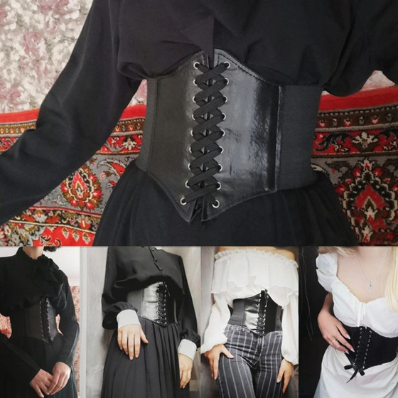 PASEK pas szeroki GORSET czarny GUMOWY SZNUROWANY rozmiar L