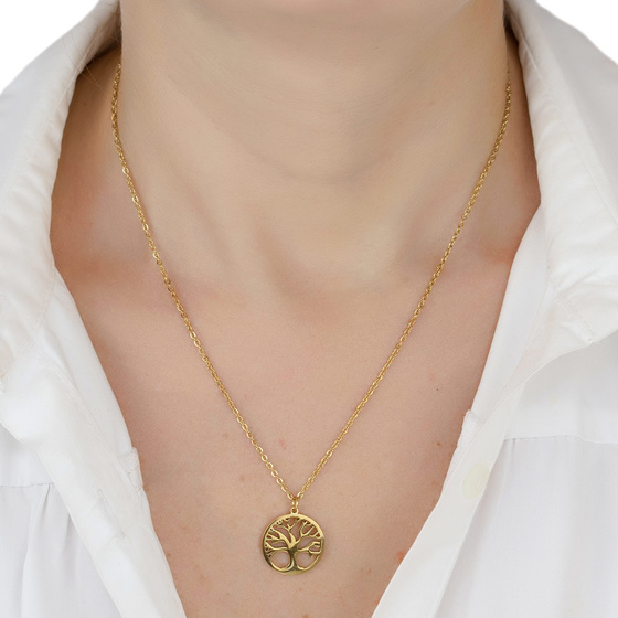 Naszyjnik drzewko STAL SZLACHETNA POZŁACANA