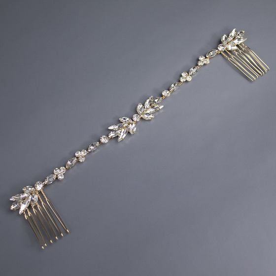 OZDOBA DO WŁOSÓW złota ŚLUBNA grzebyk cyrkonie