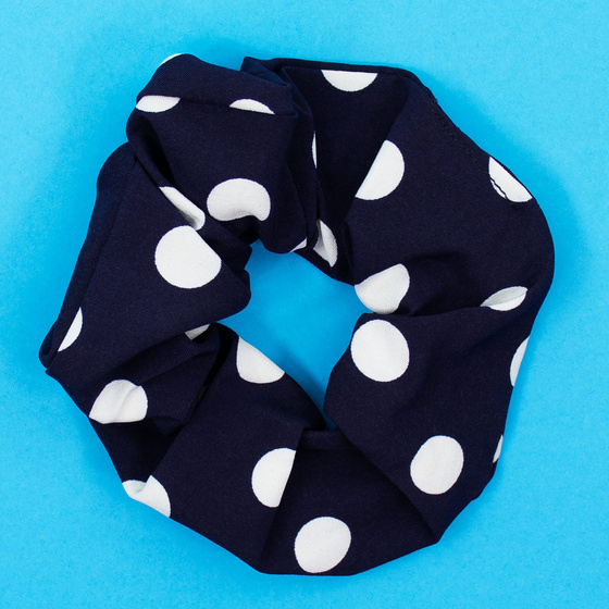 GUMKA do włosów frotka SCRUNCHIES kropki GRANATOWA