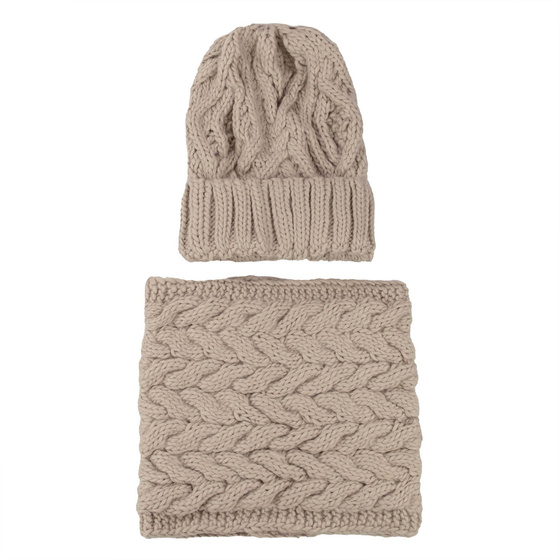 Alessio KOMPLET DAMSKI CZAPKA + KOMIN zimowy CIEPŁY