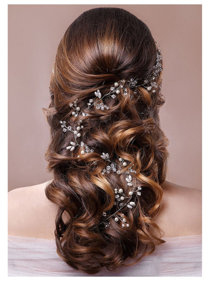 OZDOBA DO WŁOSÓW długa ŚLUBNA SREBRNA - 50cm