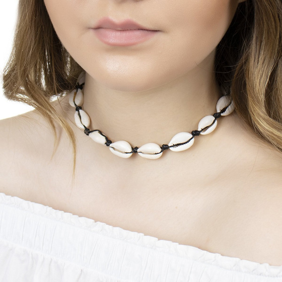 CHOKER naszyjnik DŁUGI wiązany MUSZLE muszelki