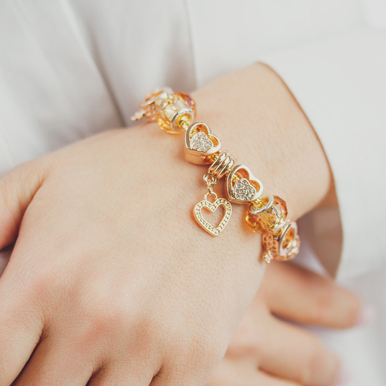 Bransoletka damska ZŁOTA charms MODUŁOWA gold