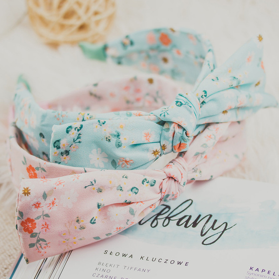 OPASKA do włosów KWIATY węzeł KOKARDA supeł róż