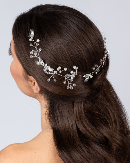 OZDOBA ŚLUBNA do włosów damska PEREŁKI cyrkonie ślub GRZEBYK