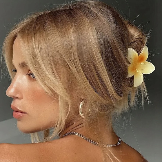 KLAMRA KWIAT szczęka duża SPINKA do włosów kwiatek HAWAJSKA KWIAT PLUMERII